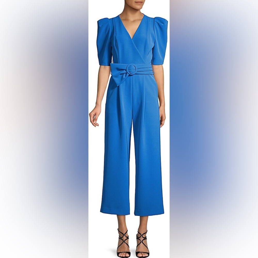 Black Halo Blue Statement Jumpsuit EUC $435 MSRP - Picture 2 of 5